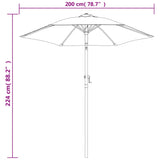 NNEVL Parasol Black 200x224 cm Aluminium