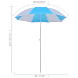 NNEVL Beach Umbrella Shelter Blue and White 180 cm Fabric