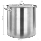 NNEVL Stock Pot 50 L 40x40 cm Stainless Steel