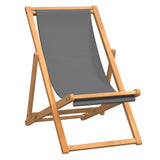 NNEVL Folding Beach Chair Solid Teak Wood Grey