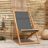 NNEVL Folding Beach Chair Solid Teak Wood Grey