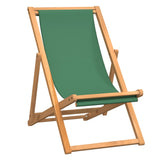 NNEVL Folding Beach Chair Solid Teak Wood Green