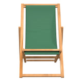 NNEVL Folding Beach Chair Solid Teak Wood Green