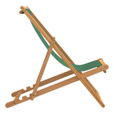 NNEVL Folding Beach Chair Solid Teak Wood Green