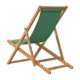 NNEVL Folding Beach Chair Solid Teak Wood Green
