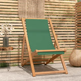 NNEVL Folding Beach Chair Solid Teak Wood Green