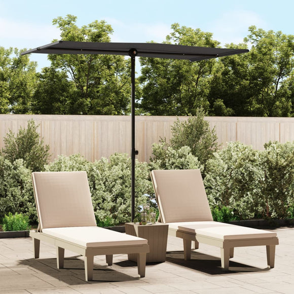 NNEVL Outdoor Parasol with Aluminium Pole 180x110 cm Black