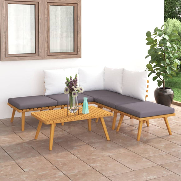 NNEVL 6 Piece Garden Lounge Set Solid Acacia Wood
