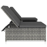 NNEVL Reclining Garden Chairs 2 pcs with Table Grey Poly Rattan