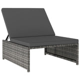 NNEVL Reclining Garden Chairs 2 pcs with Table Grey Poly Rattan