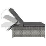 NNEVL Reclining Garden Chairs 2 pcs with Table Grey Poly Rattan