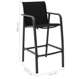 NNEVL Garden Bar Chairs 4 pcs Black Textilene