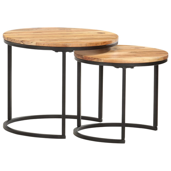 NNEVL Nesting Tables 2 pcs Solid Wood Acacia