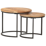NNEVL Nesting Tables 2 pcs Solid Wood Acacia