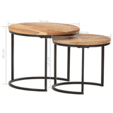 NNEVL Nesting Tables 2 pcs Solid Wood Acacia