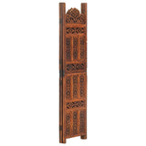 NNEVL Hand Carved 3-Panel Room Divider Brown 120x165 cm Solid Mango Wood