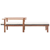 NNEVL Sun Lounger with Cushion Poly Rattan and Solid Acacia Wood Black