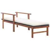 NNEVL Sun Lounger with Cushion Poly Rattan and Solid Acacia Wood Black