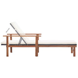 NNEVL Sun Lounger with Cushion Poly Rattan and Solid Acacia Wood Black