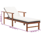 NNEVL Sun Lounger with Cushion Poly Rattan and Solid Acacia Wood Black