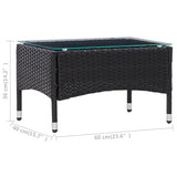 NNEVL Coffee Table Black 60x40x36 cm Poly Rattan