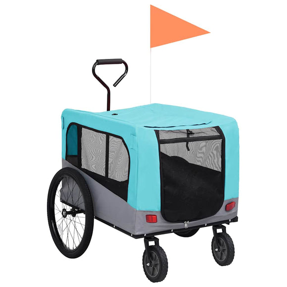 NNEVL 2-in-1 Pet Bike Trailer and Jogging Stroller Blue and Grey