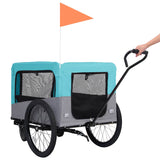 NNEVL 2-in-1 Pet Bike Trailer and Jogging Stroller Blue and Grey