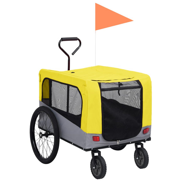 NNEVL 2-in-1 Pet Bike Trailer and Jogging Stroller Yellow and Grey