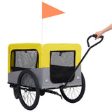 NNEVL 2-in-1 Pet Bike Trailer and Jogging Stroller Yellow and Grey