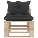 NNEVL Garden Pallet Middle Sofa with Black Cushions Wood