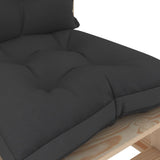 NNEVL Garden Pallet Middle Sofa with Black Cushions Wood