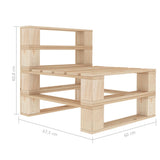 NNEVL Garden Pallet Middle Sofa with Black Cushions Wood