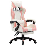 NNEVL Racing Chair with Footrest Pink and White Faux Leather