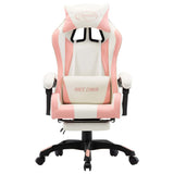 NNEVL Racing Chair with Footrest Pink and White Faux Leather