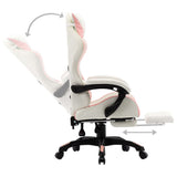 NNEVL Racing Chair with Footrest Pink and White Faux Leather