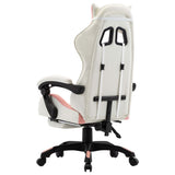 NNEVL Racing Chair with Footrest Pink and White Faux Leather