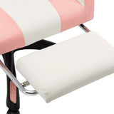 NNEVL Racing Chair with Footrest Pink and White Faux Leather