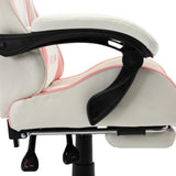NNEVL Racing Chair with Footrest Pink and White Faux Leather