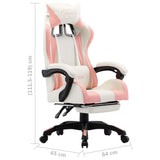 NNEVL Racing Chair with Footrest Pink and White Faux Leather