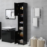 NNEVL Bathroom Cabinet Black 30x30x183.5 cm Engineered Wood