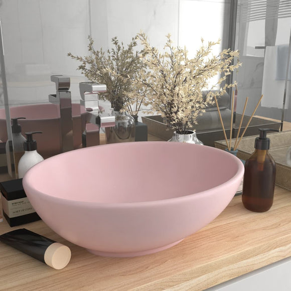 NNEVL Luxury Basin Oval-shaped Matt Pink 40x33 cm Ceramic