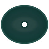 NNEVL Luxury Basin Oval-shaped Matt Dark Green 40x33 cm Ceramic