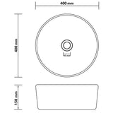 NNEVL Luxury Wash Basin Round Matt Black 40x15 cm Ceramic