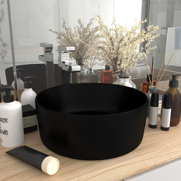 NNEVL Luxury Wash Basin Round Matt Black 40x15 cm Ceramic