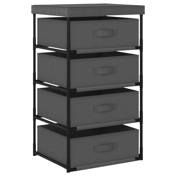 NNEVL Storage Rack with 4 Fabric Baskets Steel Grey