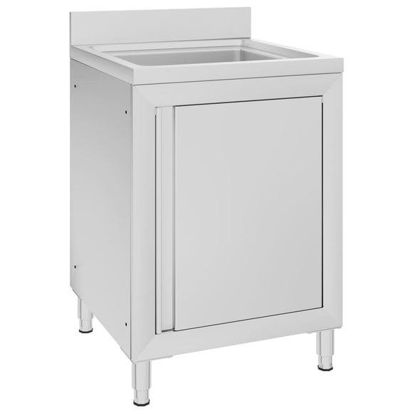 NNEVL Commercial Kitchen Sink Cabinet 60x60x96 cm Stainless Steel