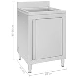 NNEVL Commercial Kitchen Sink Cabinet 60x60x96 cm Stainless Steel