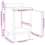 NNEVL Commercial Work Table with Cabinet 60x60x96 cm Stainless Steel