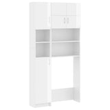 NNEVL Washing Machine Cabinet Set High Gloss White Engineered Wood