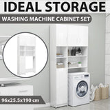 NNEVL Washing Machine Cabinet Set High Gloss White Engineered Wood